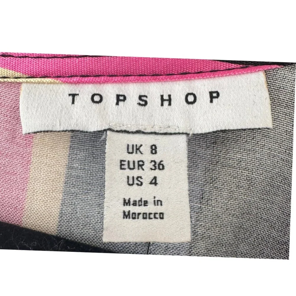 NWOT Topshop Striped Tie-Front Mini Dress Bell Sleeve Surplice V-Neck Size 4 - Picture 11 of 11